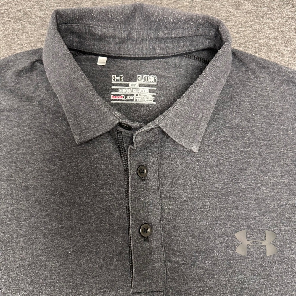 Under Armour Mens XL Gray HeatGear Loose Fit Performance Golf Polo Shirt